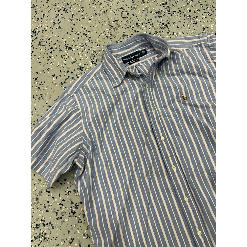 Polo Ralph Lauren Shirt Oxford Button Down SS Mens Size Large Plaid Short Sleeve